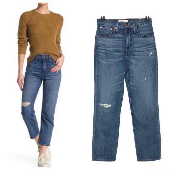Madewell Denim - Madewell Distressed Classic Straight Crop Jeans